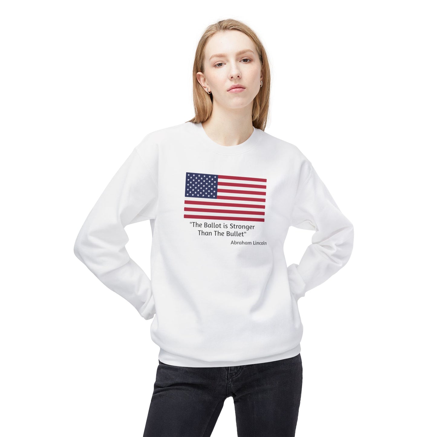 "The Ballot is Stronger Than The Bullet" Unisex Midweight Softstyle Fleece Crewneck Sweatshirt