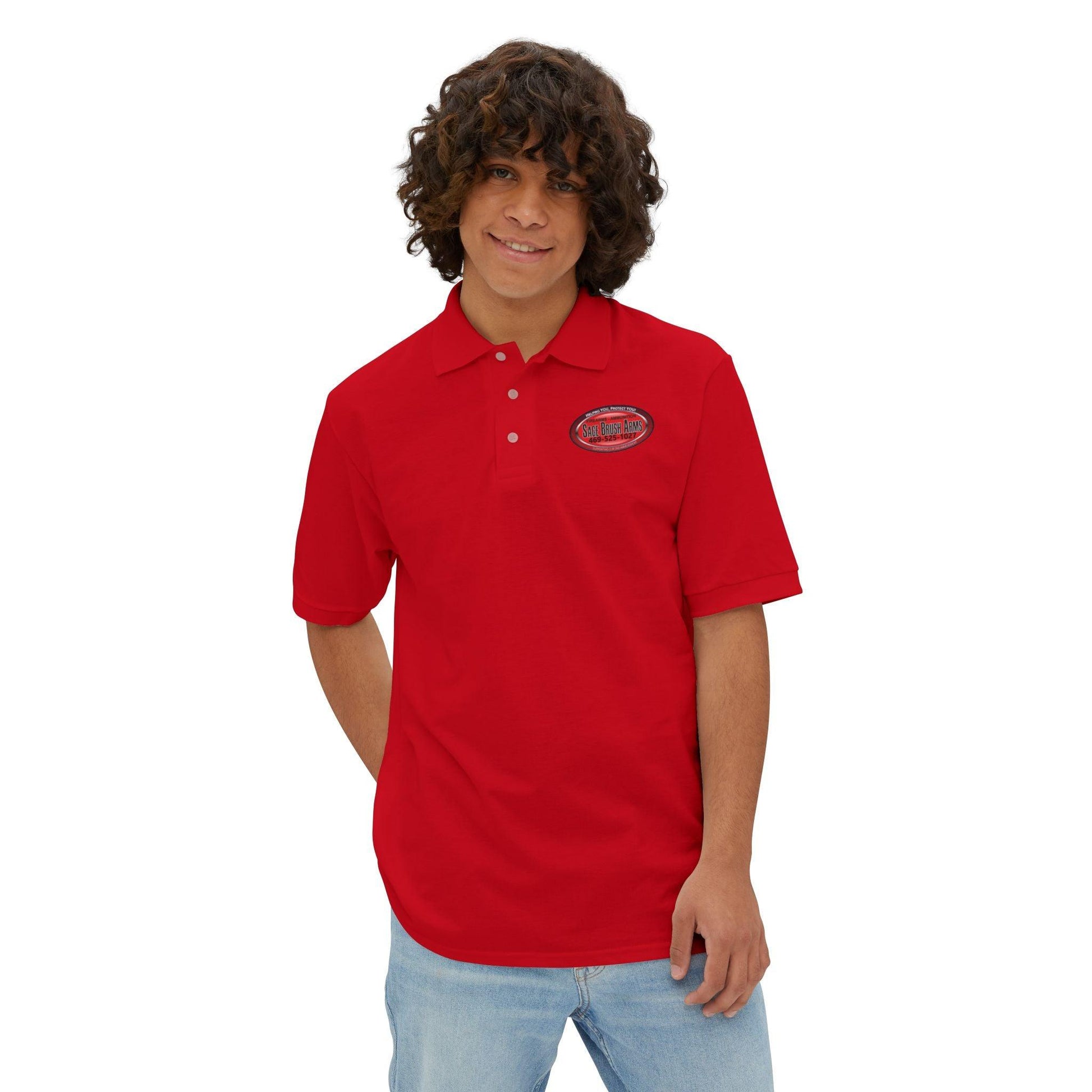 Sage Brush Arms Men's Piqué Polo - Miniaday Designs, LLC.
