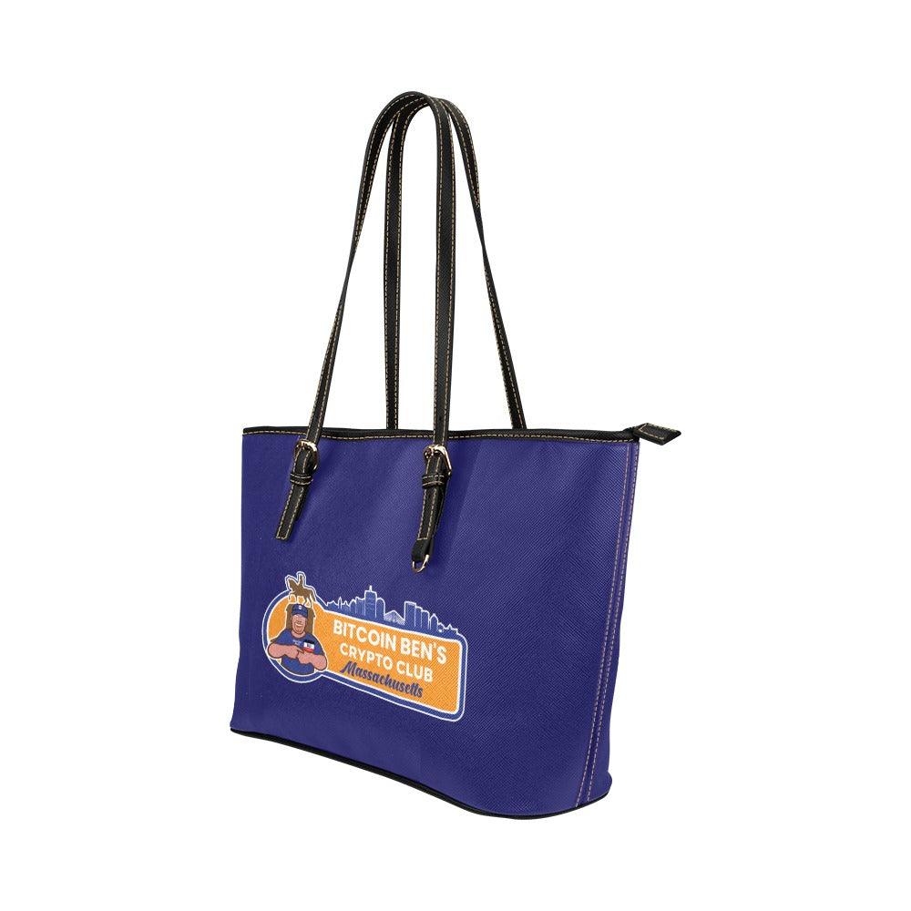 Bitcoin Ben Mass Club Ladies Handbag Leather Tote Bag/Small (Model 1651) - Miniaday Designs, LLC.