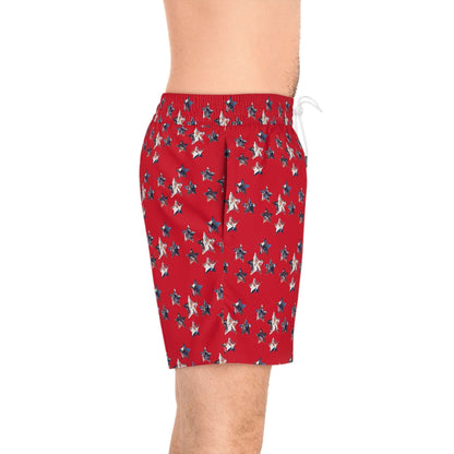 Americana Impressions Collection by Miniaday Designs, LLC. Men's Mid-Length Swim Shorts