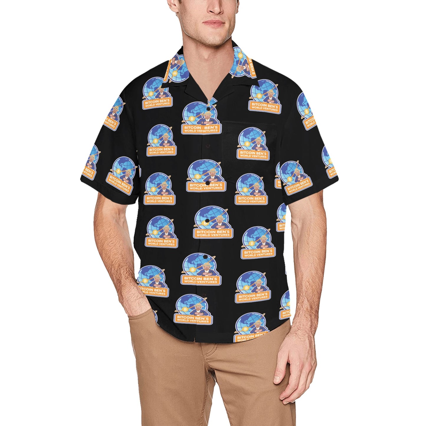 Bitcoin Ben.io LARGE Vertical Logo Hawaiian Shirt