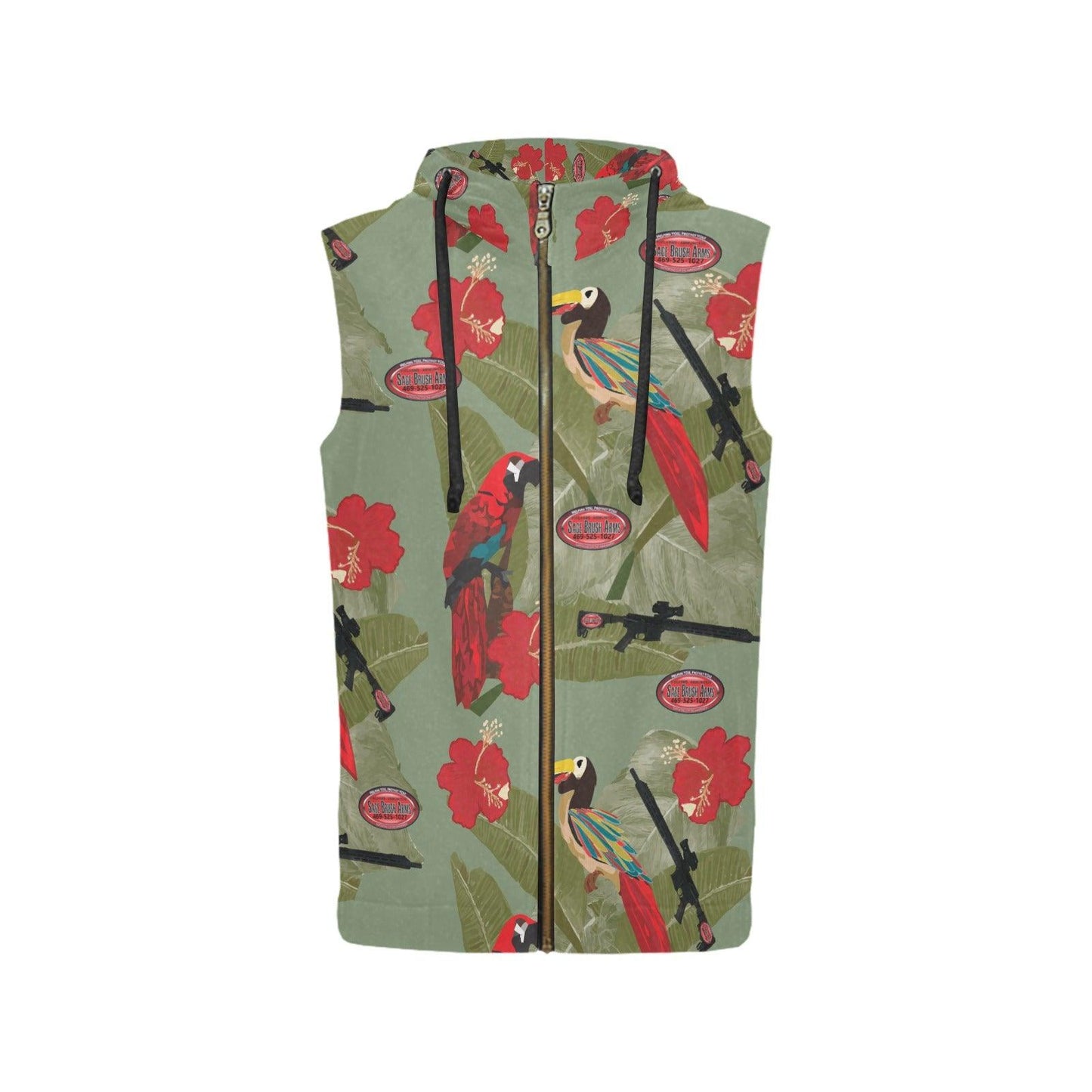 Sage Brush Arms Sleevelss Zip Up Hoodie for Women - Miniaday Designs, LLC.