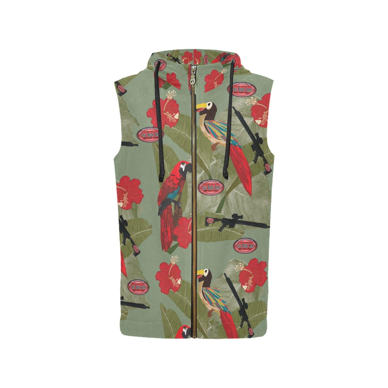 Sage Brush Arms Sleevelss Zip Up Hoodie for Women - Miniaday Designs, LLC.