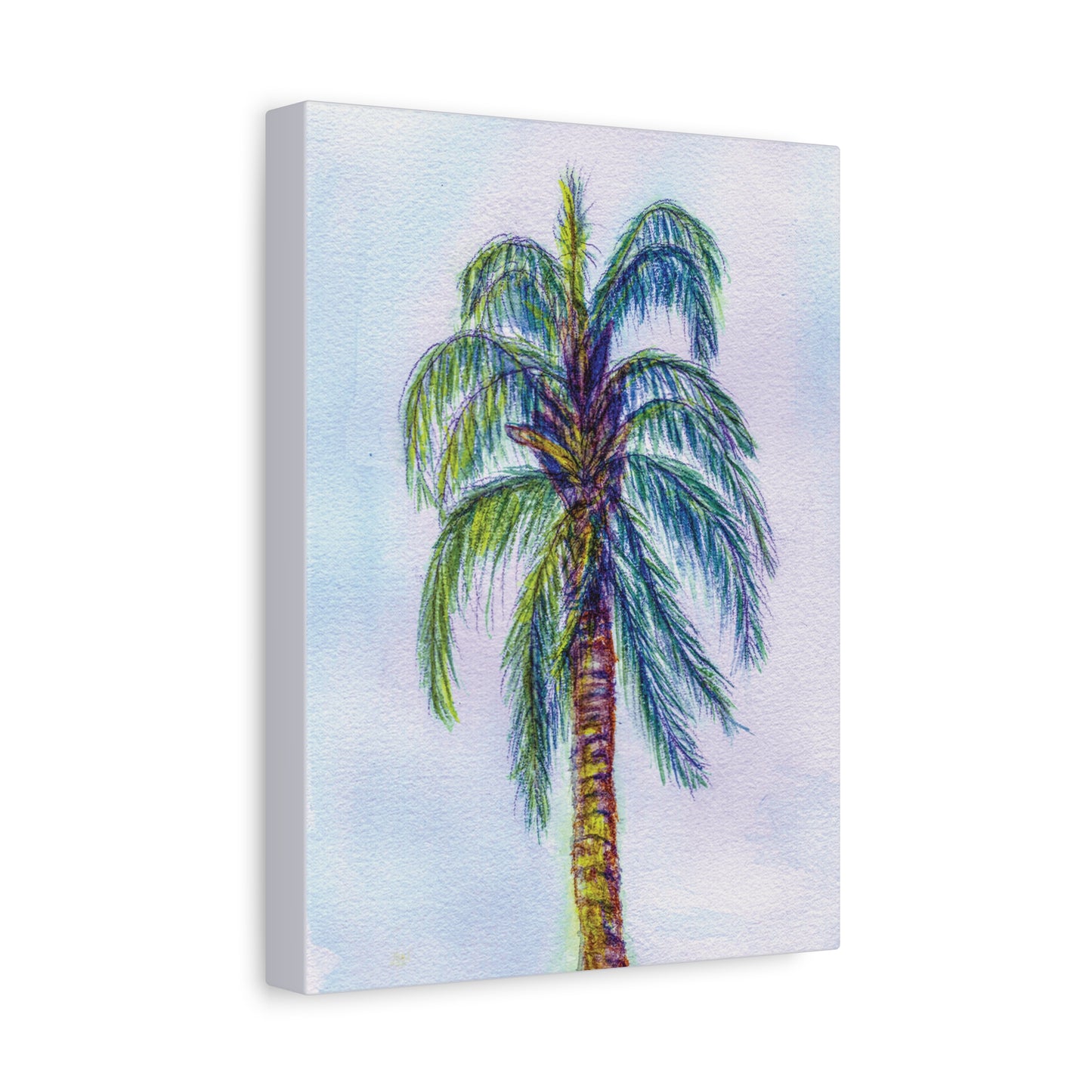 Hand Painted Watercolor Queen Palm Signed Matte Canvas, Stretched, 1.25"