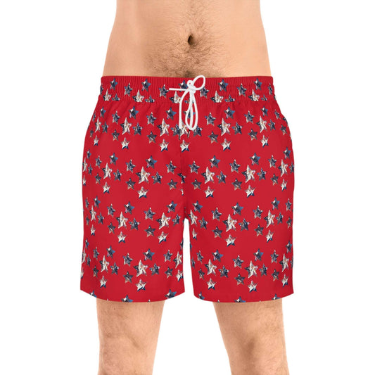 Americana Impressions Collection by Miniaday Designs, LLC. Men's Mid-Length Swim Shorts