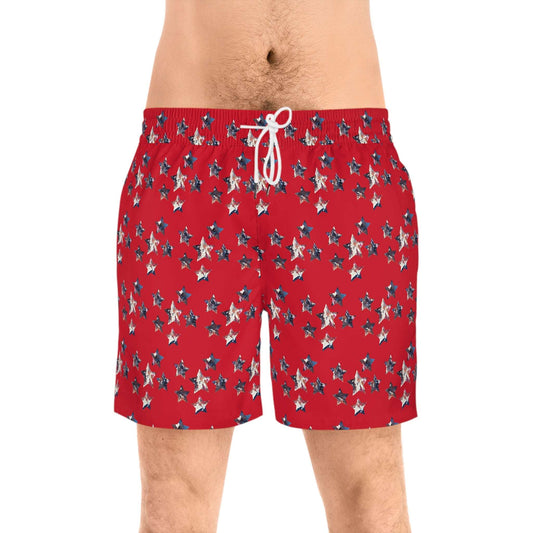 Americana Impressions Collection by Miniaday Designs, LLC. Men's Mid-Length Swim Shorts