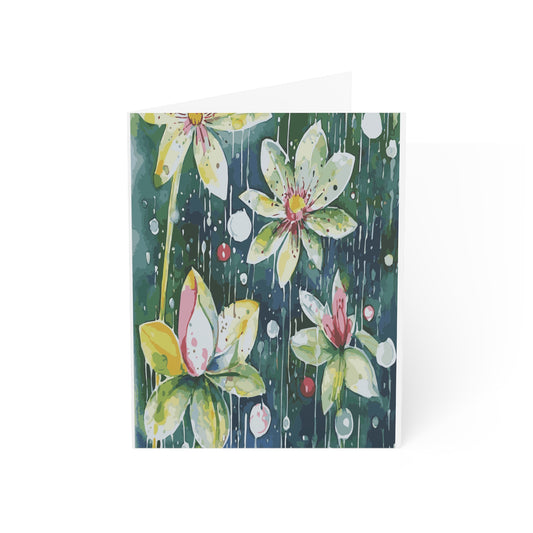 Miniaday Designs, LLC. Greeting Cards (1, 10, 30, and 50pcs) Rain-kissed Lotus Whimsy Collection - Miniaday Designs, LLC.