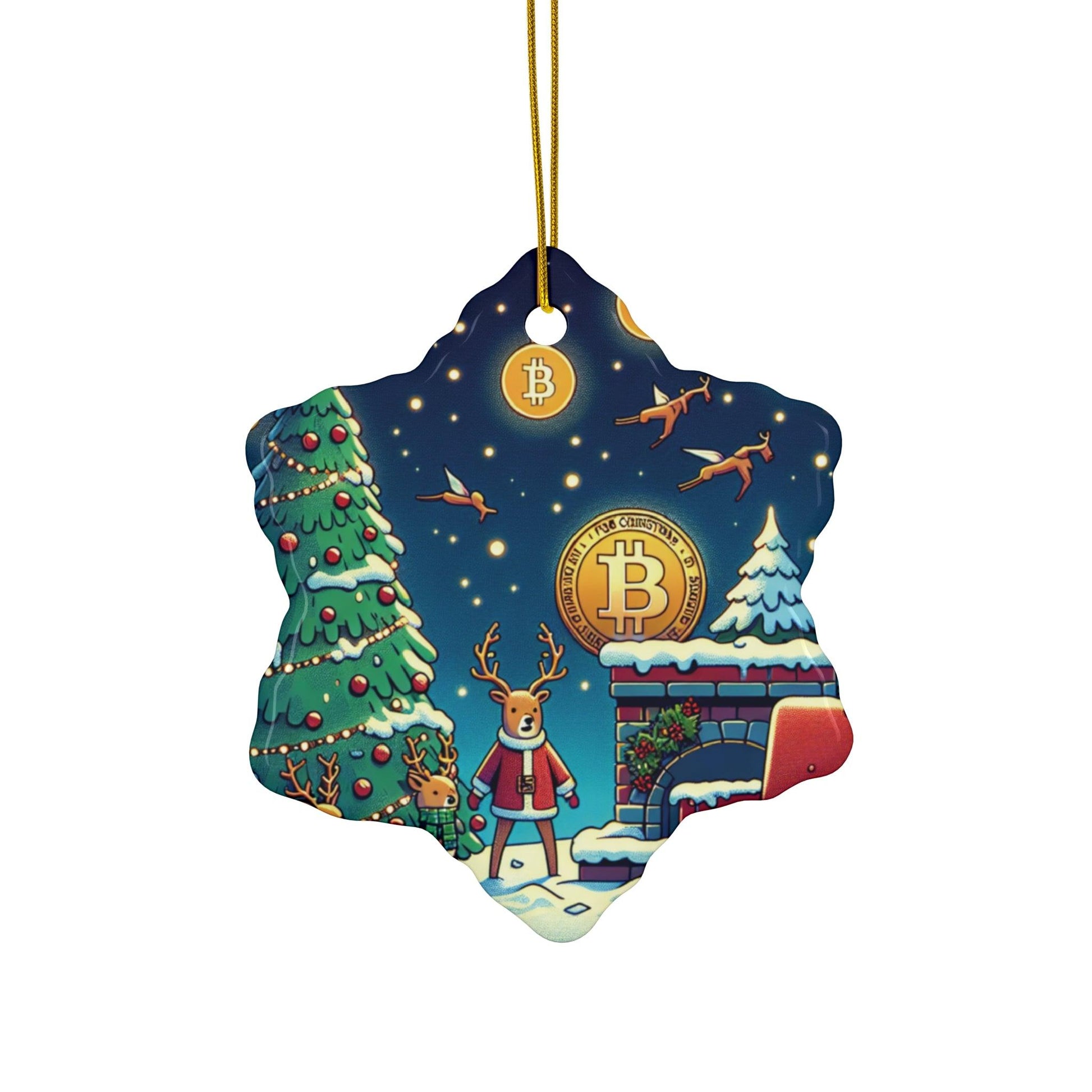 Bitcoin ChristmasCeramic Ornament, 4 Shapes - Miniaday Designs, LLC.