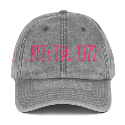 BFF's 5.5" x 1.92 "Length and Height Haystack Font Vintage Cap (Embroidery)