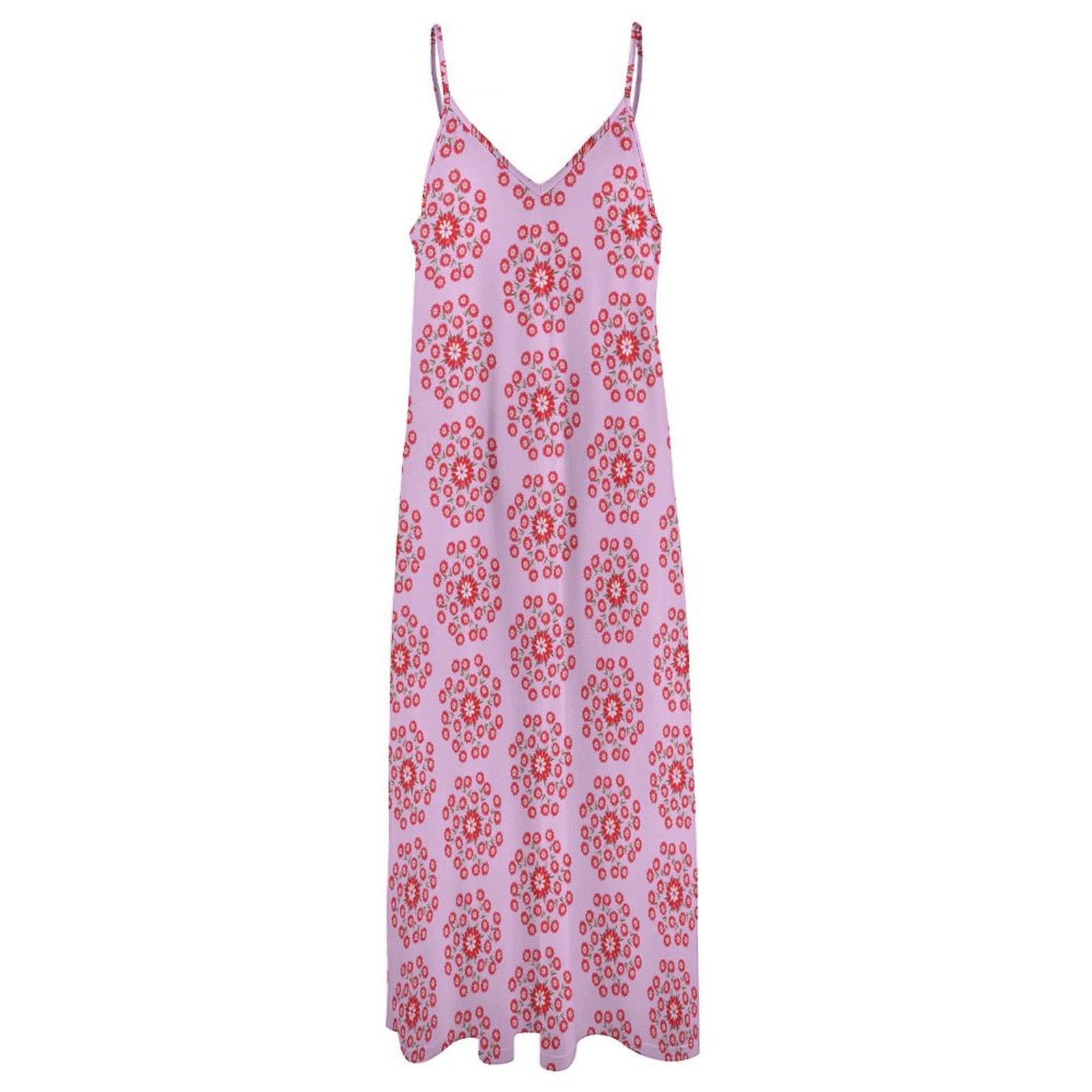 Miniaday Designs Bohemian Collection Spaghetti Strap Ankle-Length Dress Long Dress Pink - Miniaday Designs, LLC.