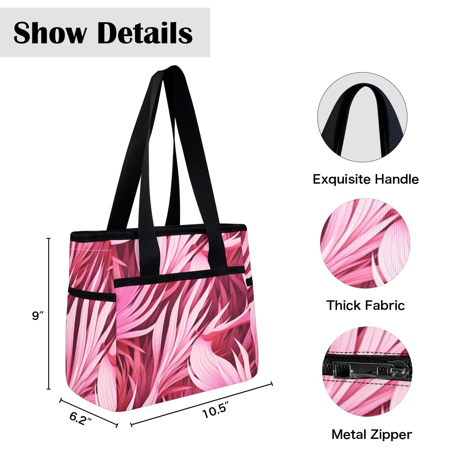 Swirling Pink Hibiscus Canvas Handbag Large Capacity Tote(Model 1738) - Miniaday Designs, LLC.