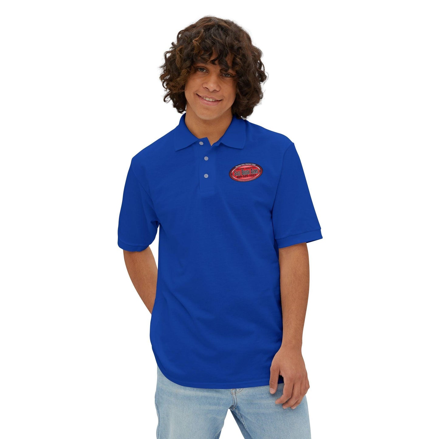 Sage Brush Arms Men's Piqué Polo - Miniaday Designs, LLC.