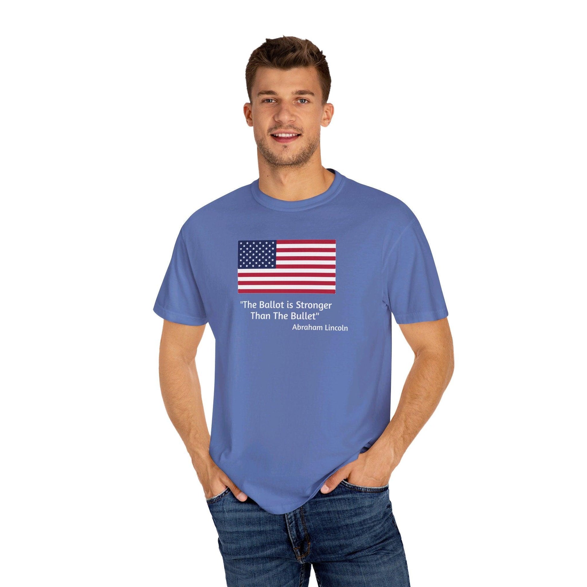 The Ballot is Stronger Than The Bullet Unisex Garment-Dyed T-shirt - Miniaday Designs, LLC.