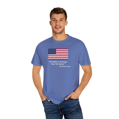 The Ballot is Stronger Than The Bullet Unisex Garment-Dyed T-shirt - Miniaday Designs, LLC.