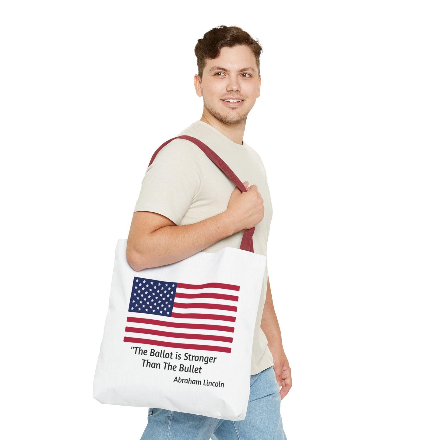 The Ballot is Stronger Than The Bullet Tote Bag (AOP) - Miniaday Designs, LLC.