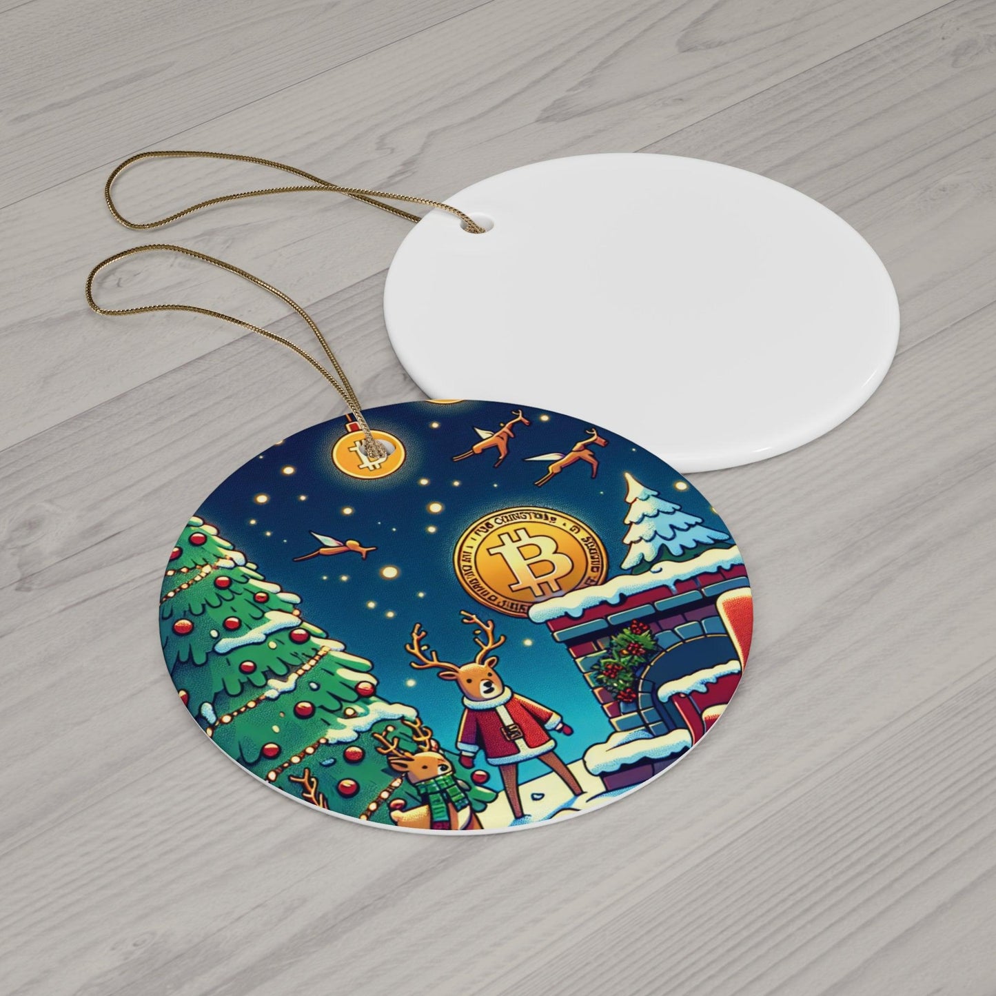 Bitcoin ChristmasCeramic Ornament, 4 Shapes - Miniaday Designs, LLC.