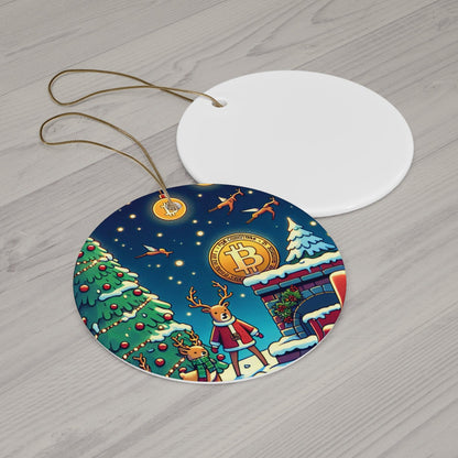 Bitcoin ChristmasCeramic Ornament, 4 Shapes - Miniaday Designs, LLC.