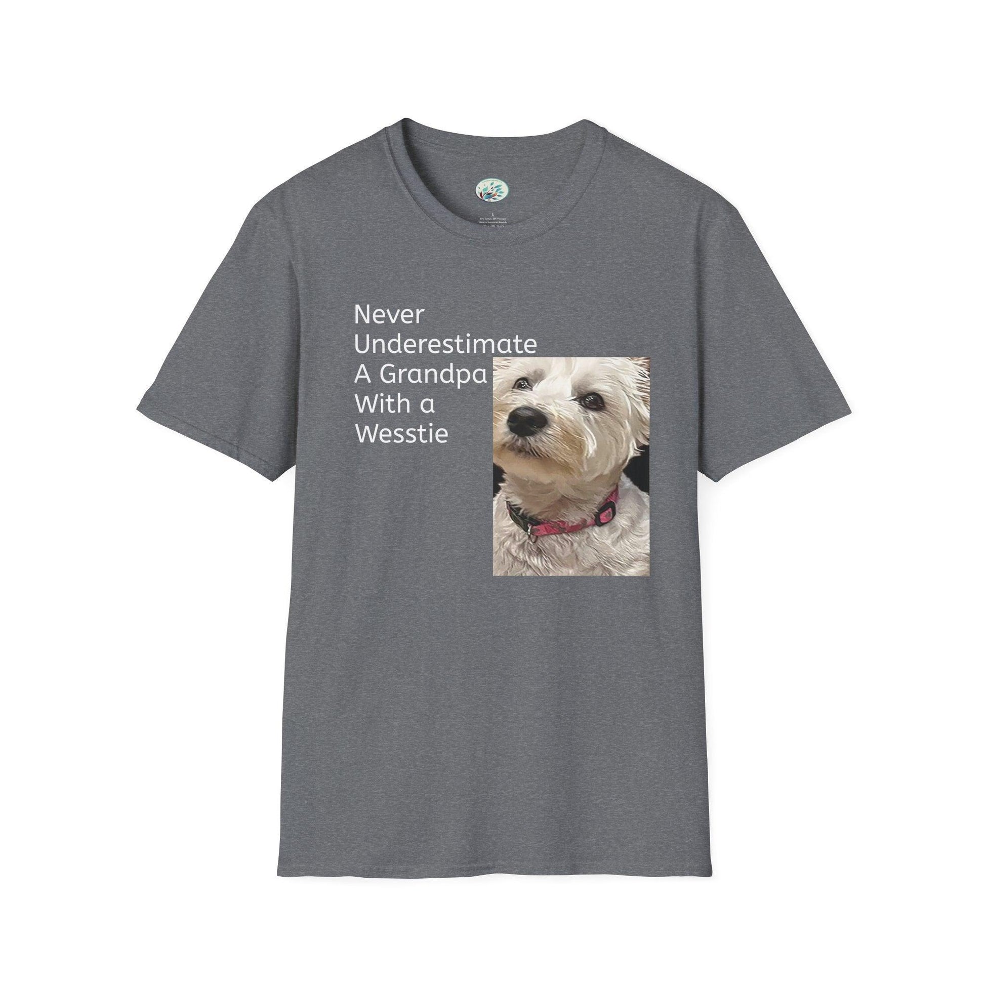 Never Understimate a Westie Unisex Softstyle T-Shirt - Miniaday Designs, LLC.