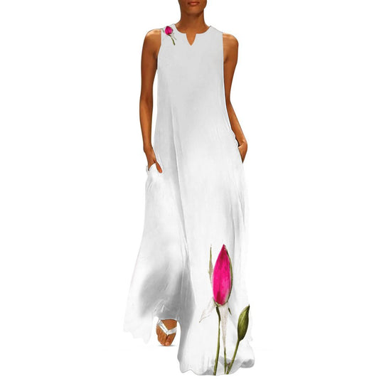 Miniaday Designs Rosebud Sleeveless Long Dress (GQ) Rose