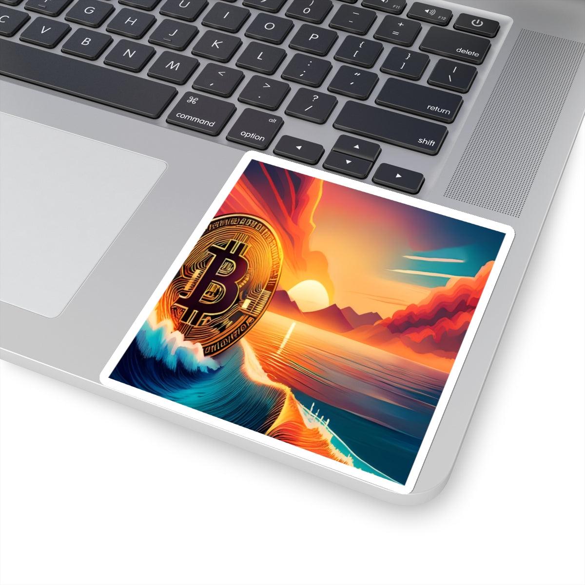 Ride the Wave Bitcoin Kiss-Cut Stickers - Miniaday Designs, LLC.