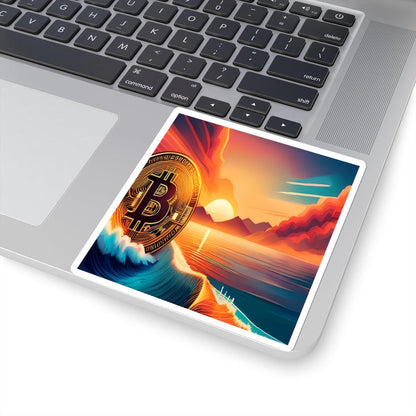 Ride the Wave Bitcoin Kiss-Cut Stickers - Miniaday Designs, LLC.
