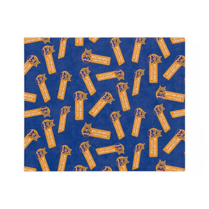 Miniaday Designs Bitcoin Ben Crypto Club Logo Velveteen Minky Blanket Blue - Miniaday Designs, LLC.
