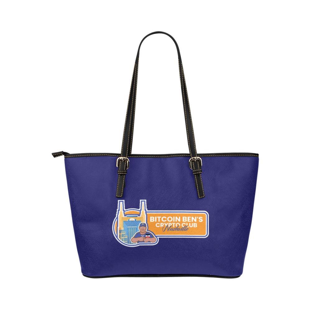 Miniaday Designs Bitcoin Ben Nashville Club Ladies Handbag Leather Tote Bag/Small (Model 1651) - Miniaday Designs, LLC.