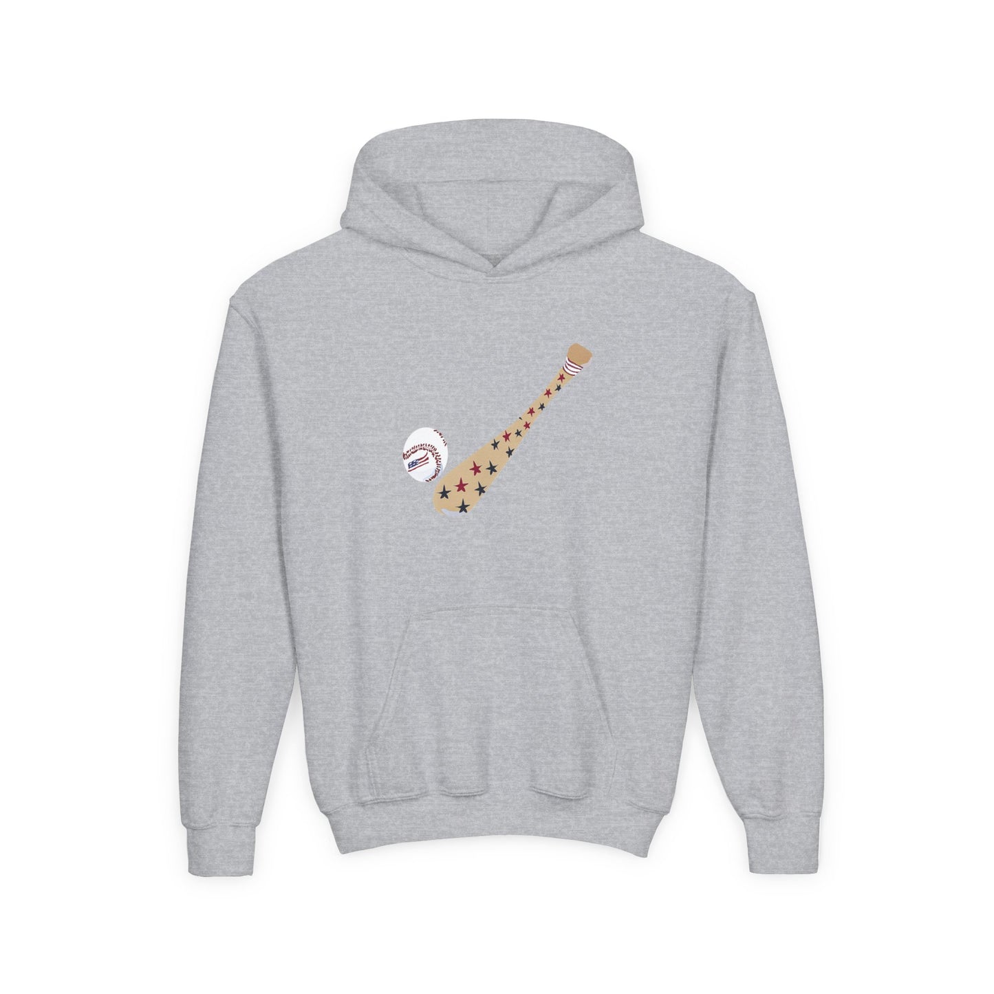 Patriotic Baseball and Bat Youth Heavy Blend Hooded Sweatshirt
