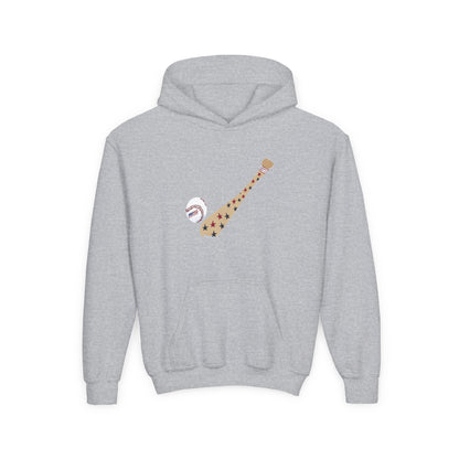 Patriotic Baseball and Bat Youth Heavy Blend Hooded Sweatshirt