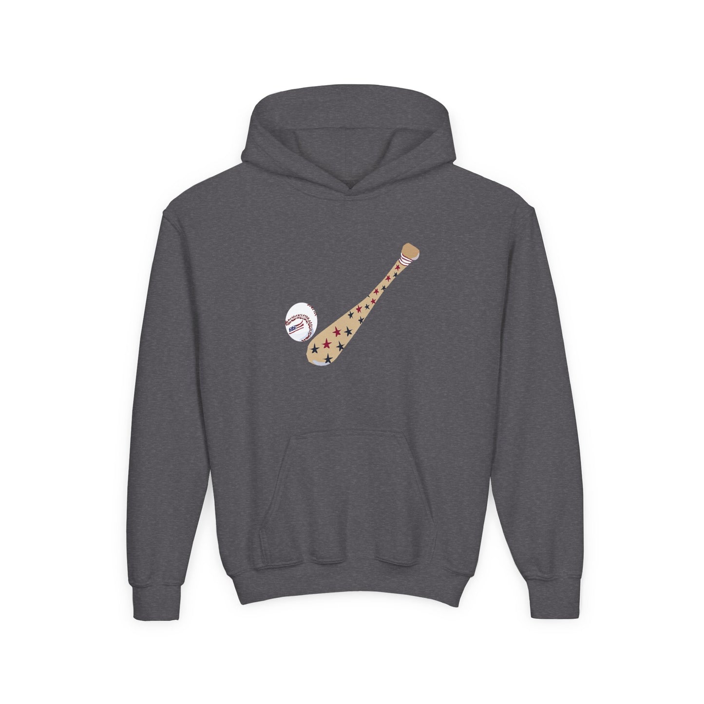 Patriotic Baseball and Bat Youth Heavy Blend Hooded Sweatshirt