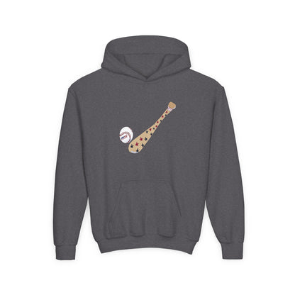 Patriotic Baseball and Bat Youth Heavy Blend Hooded Sweatshirt