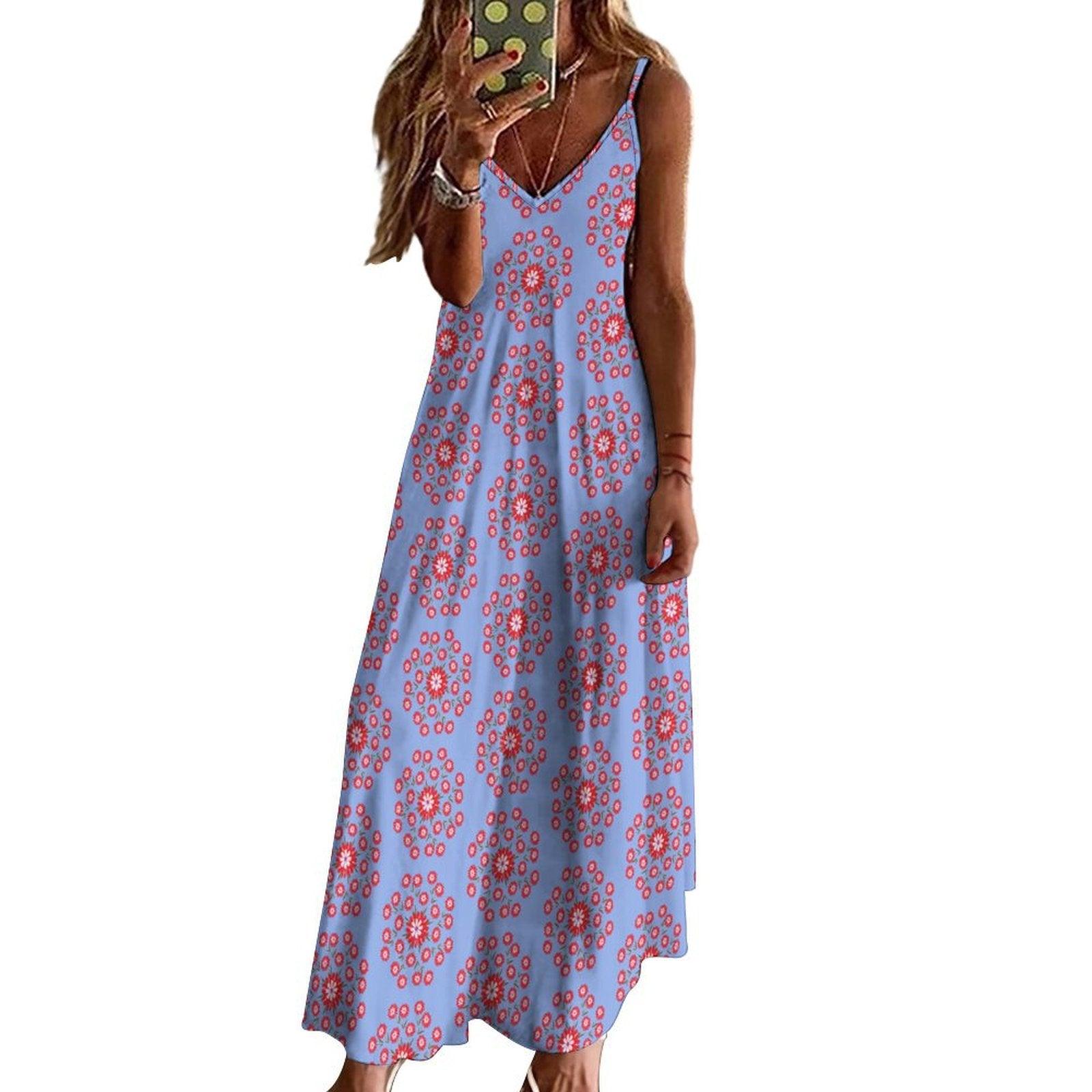 Miniaday Designs Bohemian Collection Spaghetti Strap Ankle-Length Dress Long Dress Purple - Miniaday Designs, LLC.