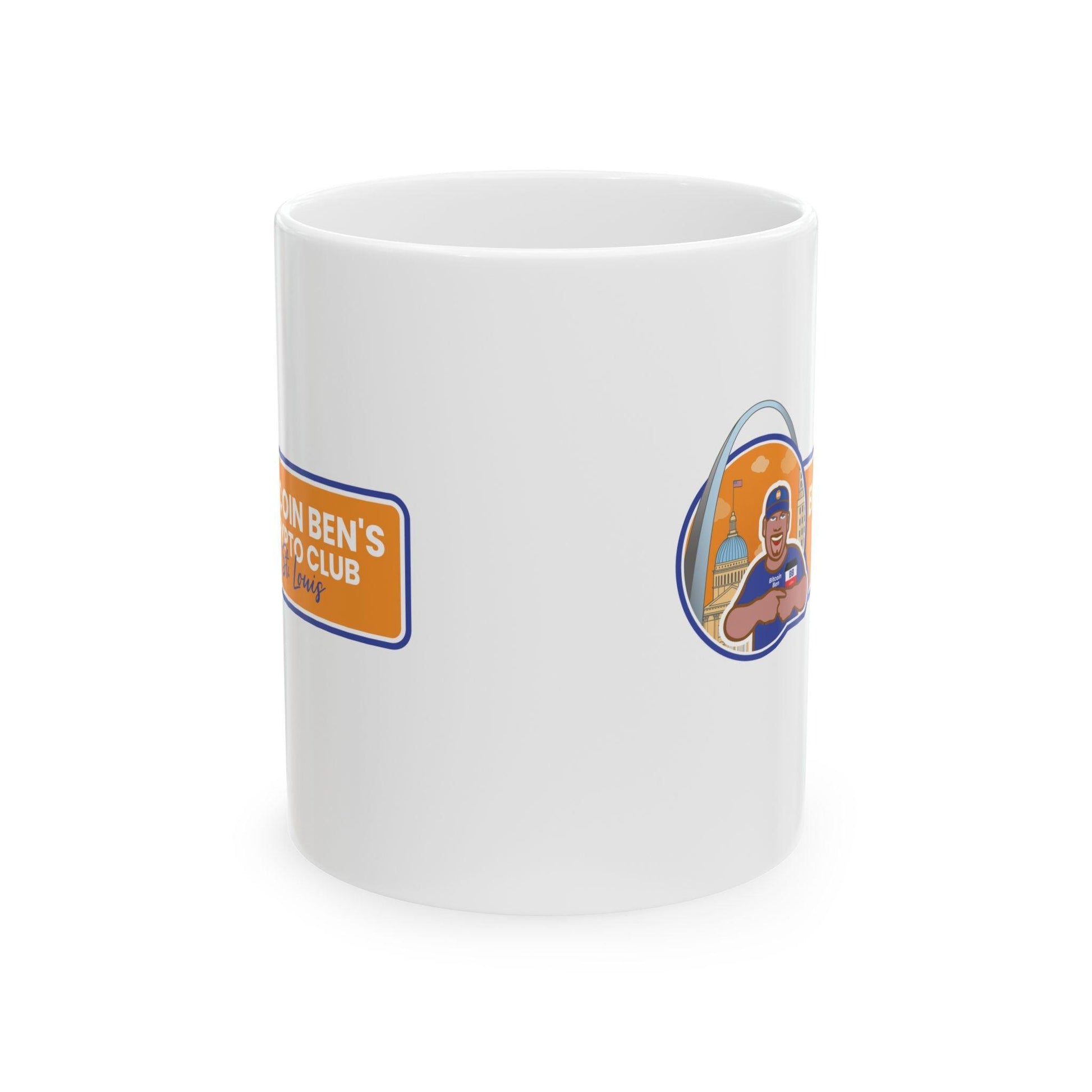 Bitcoin Ben St Louis Club White Ceramic Mug, (11oz, 15oz) - Miniaday Designs, LLC.