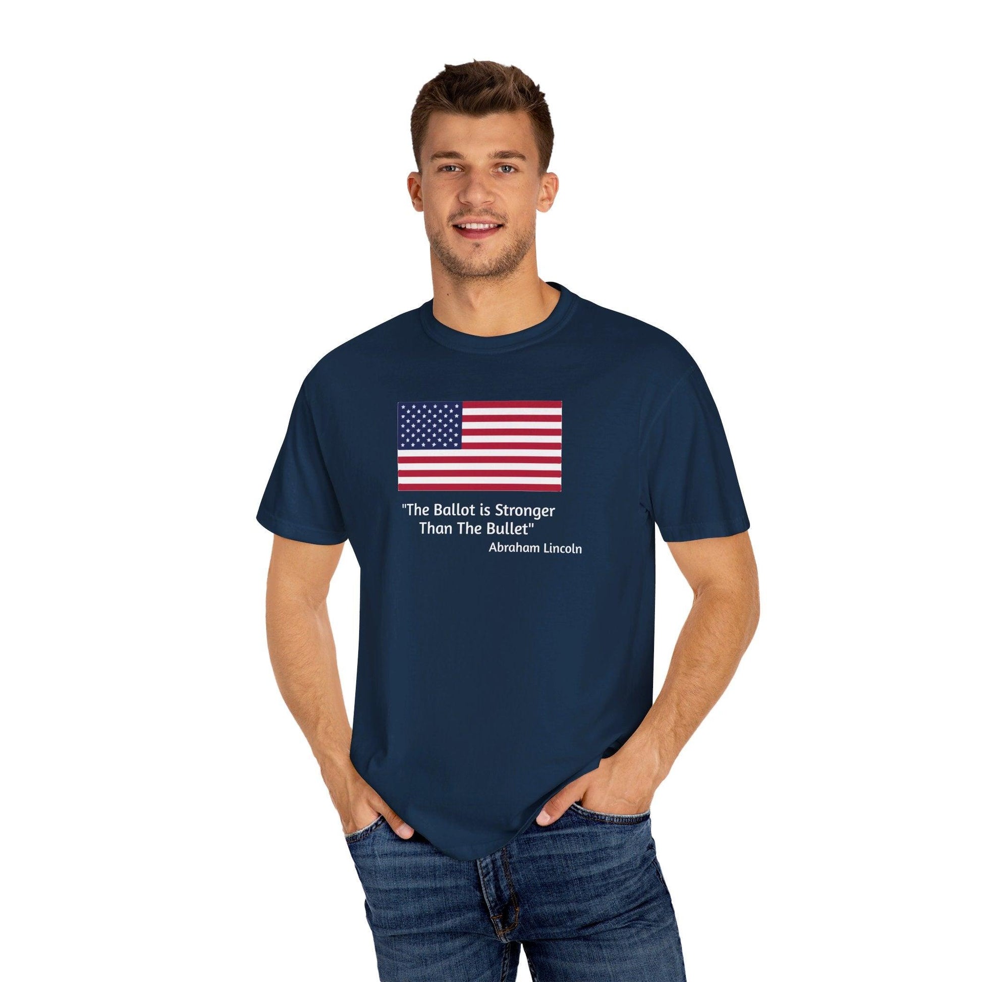 The Ballot is Stronger Than The Bullet Unisex Garment-Dyed T-shirt - Miniaday Designs, LLC.