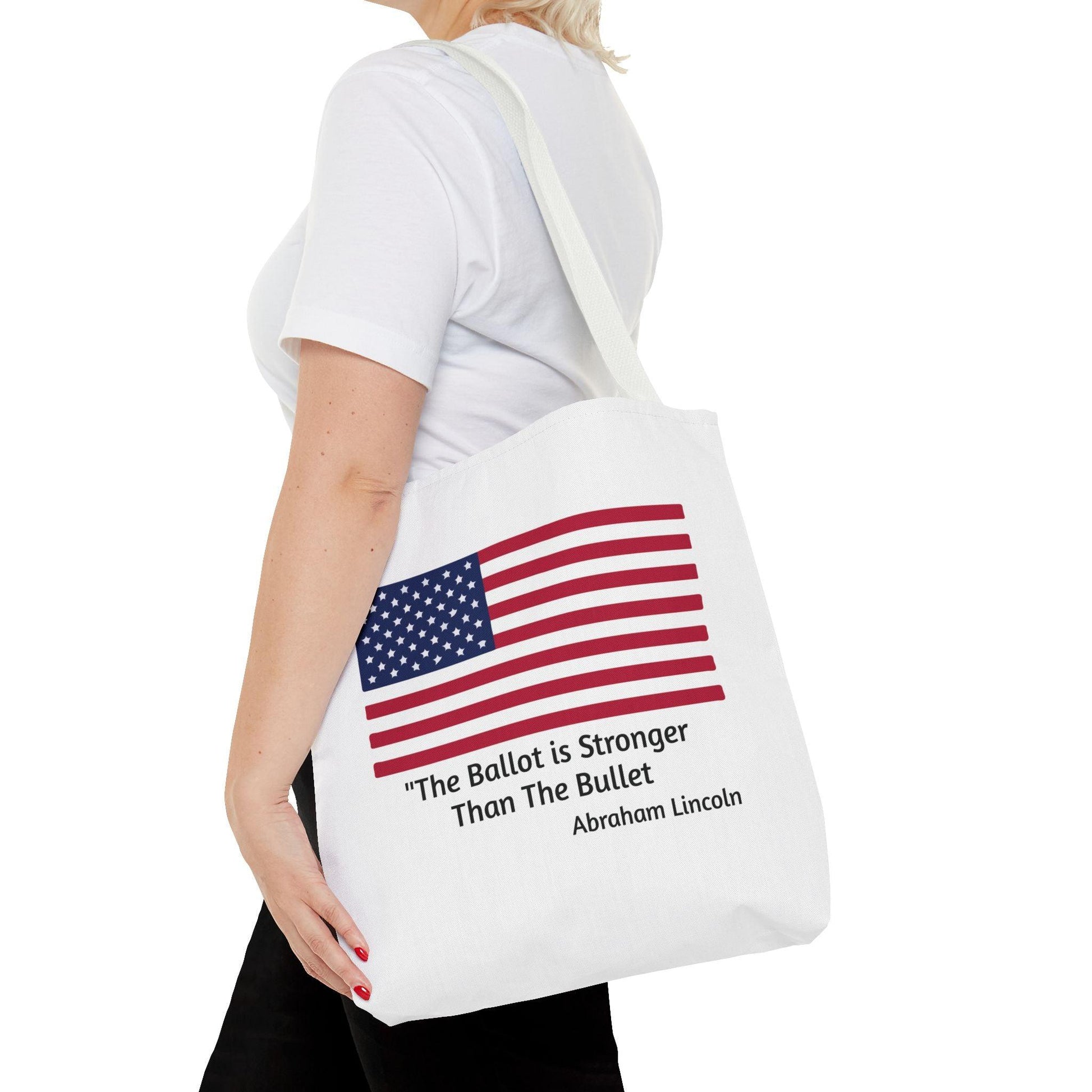 The Ballot is Stronger Than The Bullet Tote Bag (AOP) - Miniaday Designs, LLC.