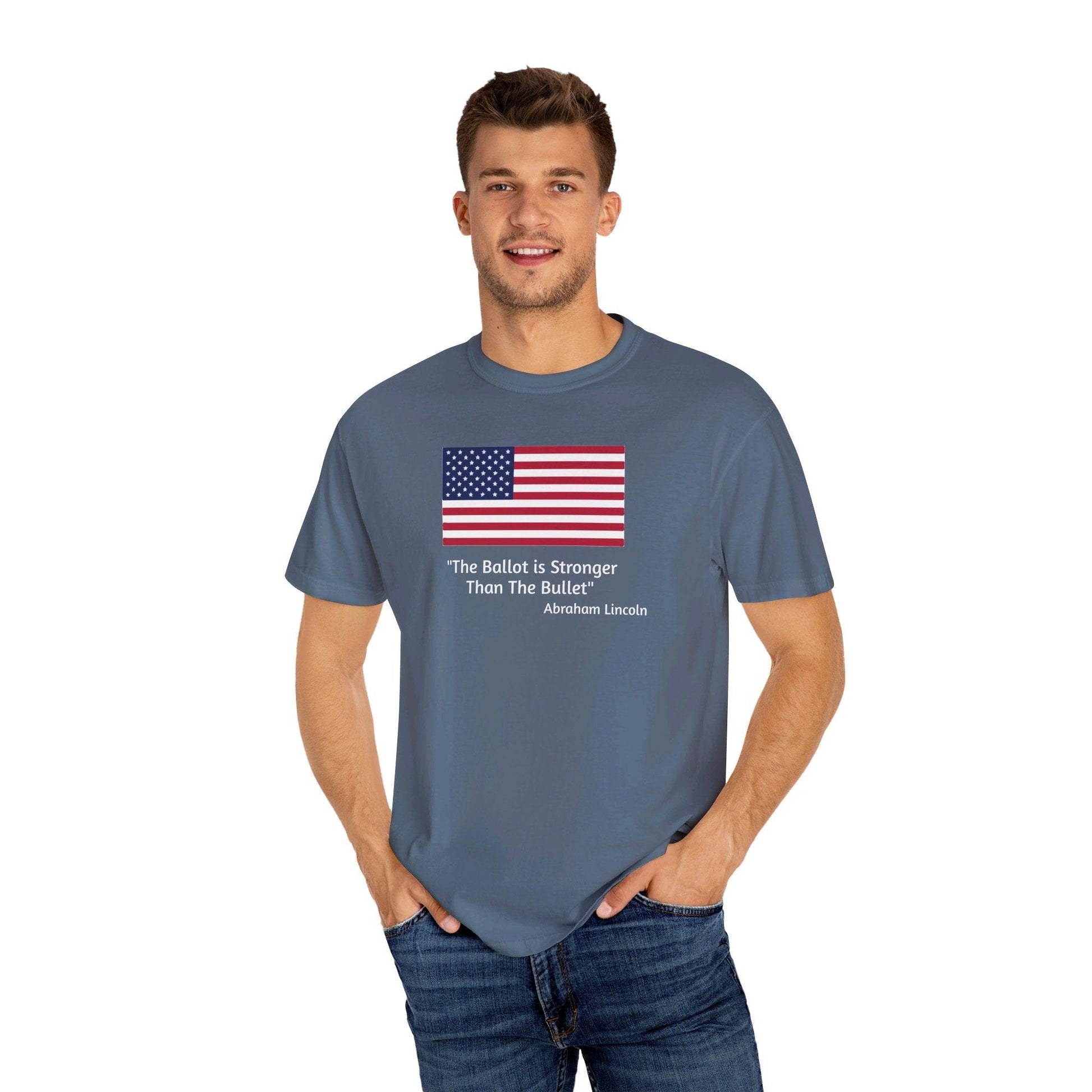 The Ballot is Stronger Than The Bullet Unisex Garment-Dyed T-shirt - Miniaday Designs, LLC.