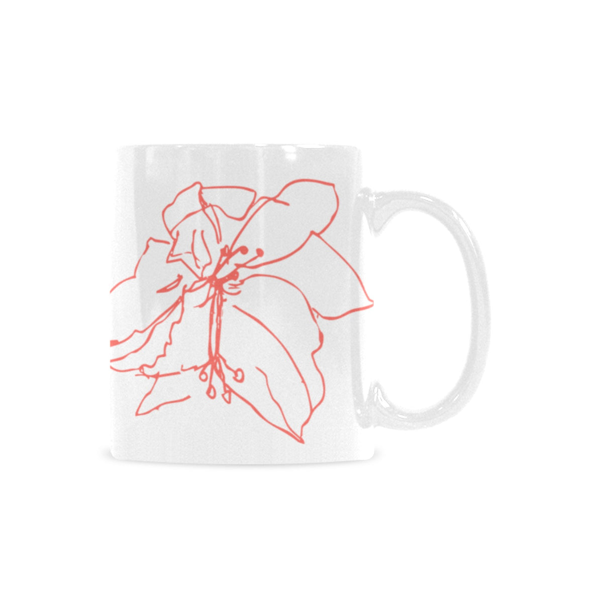 Designer Made Hand-Drawn Hibiscus Mug — 11 oz