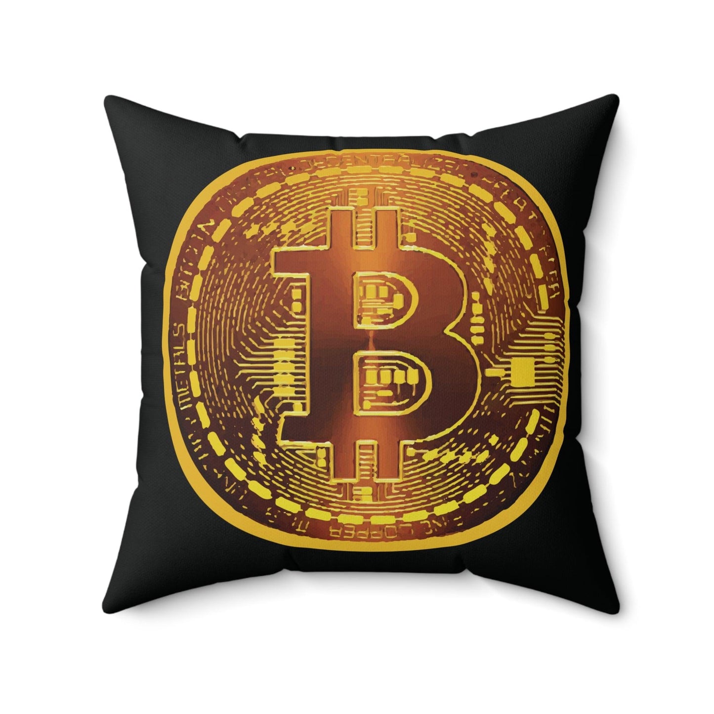 Bitcoin Spun Polyester Square Pillow - Miniaday Designs, LLC.