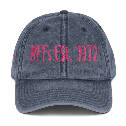BFF's 5.5" x 1.92 "Length and Height Haystack Font Vintage Cap (Embroidery)