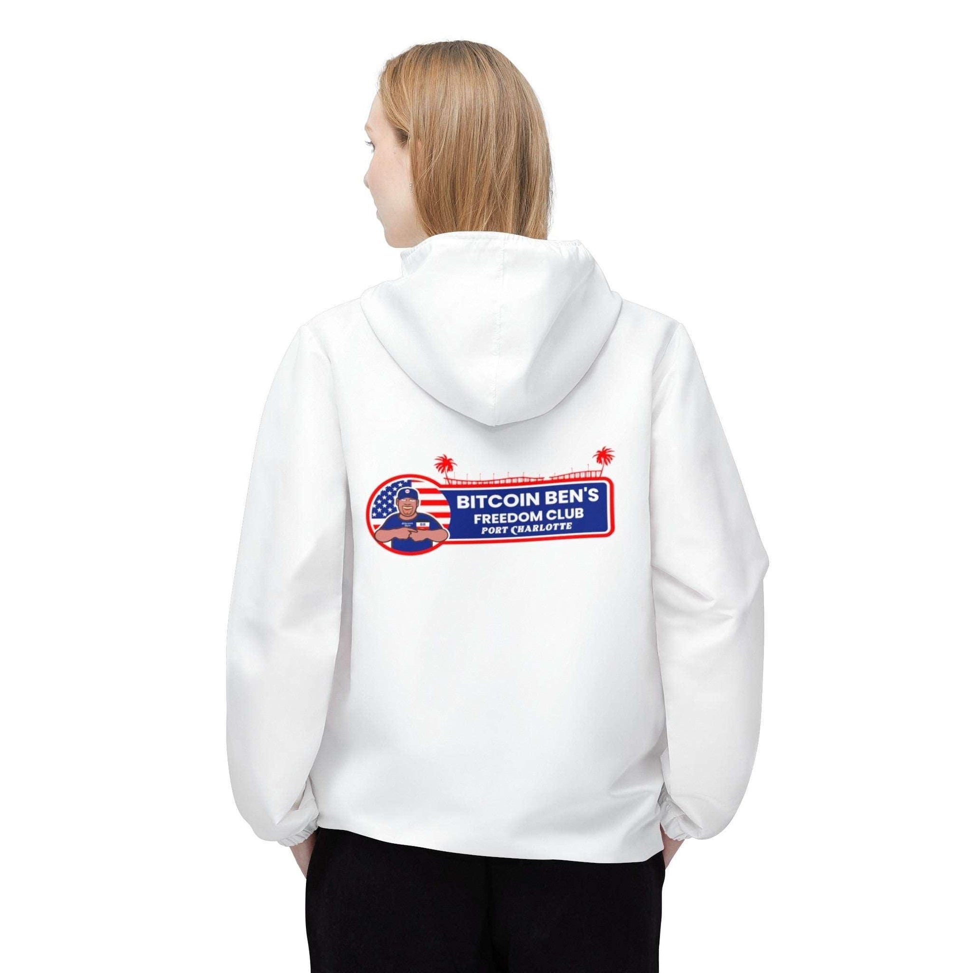 Bitcoin Ben Freedom Club Port Charlotte Windbreaker Jacket (AOP) - Miniaday Designs, LLC.