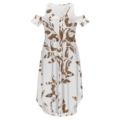 Cold Shoulder Long Split Dress with Pocket Dress