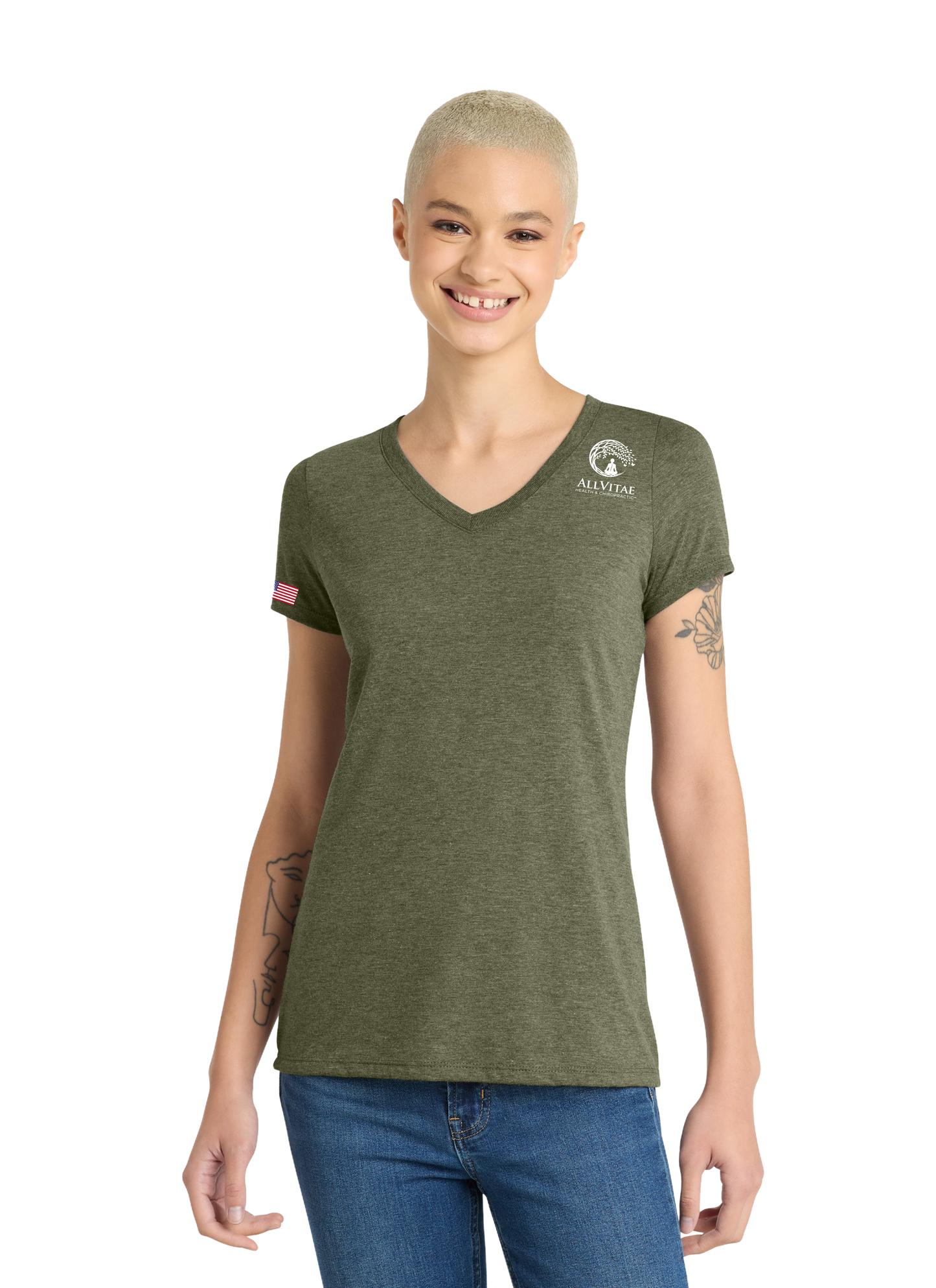Allvitae V Neck Shorter V Neck T Shirt