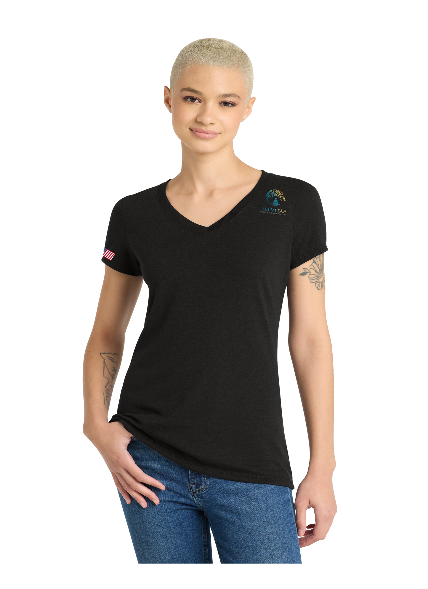 Allvitae V Neck Shorter V Neck T Shirt