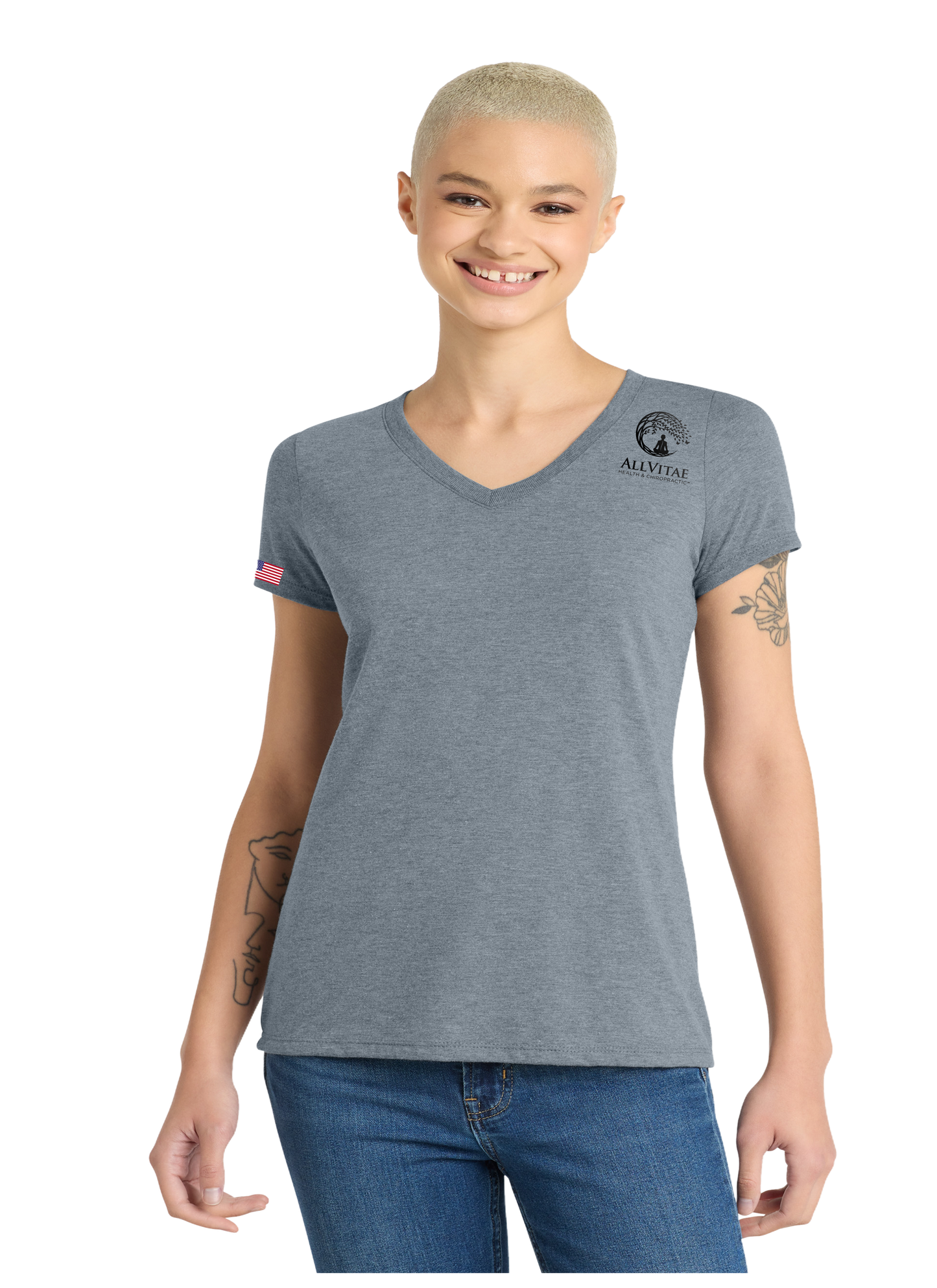Allvitae V Neck Shorter V Neck T Shirt