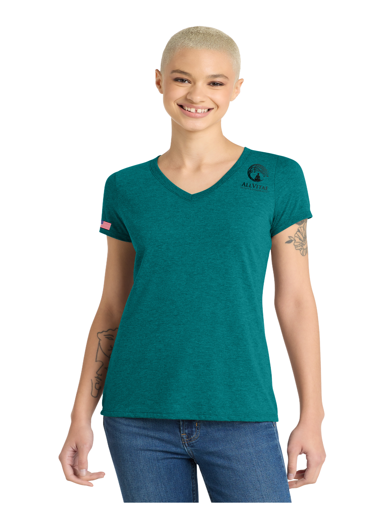 Allvitae V Neck Shorter V Neck T Shirt
