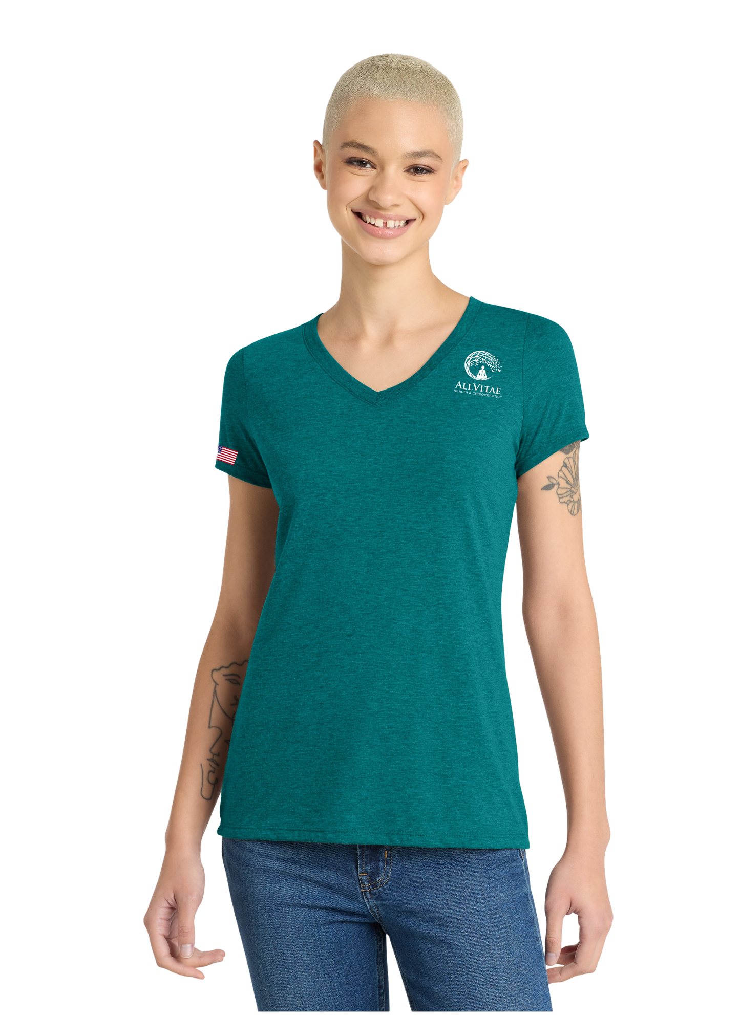 Allvitae V Neck Shorter V Neck T Shirt