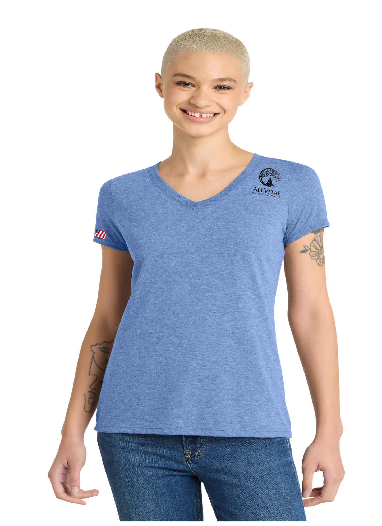 Allvitae V Neck Shorter V Neck T Shirt