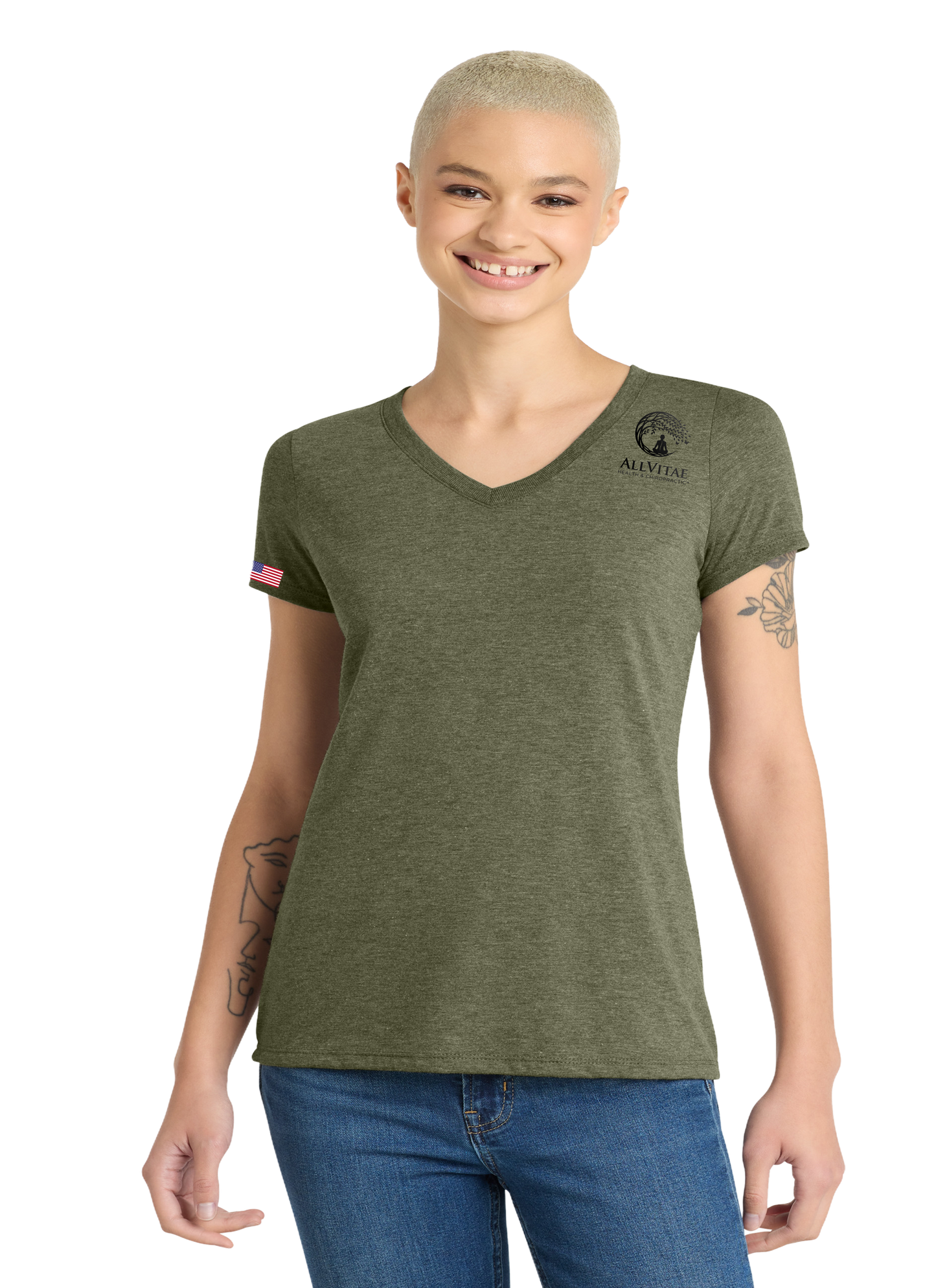 Allvitae V Neck Shorter V Neck T Shirt