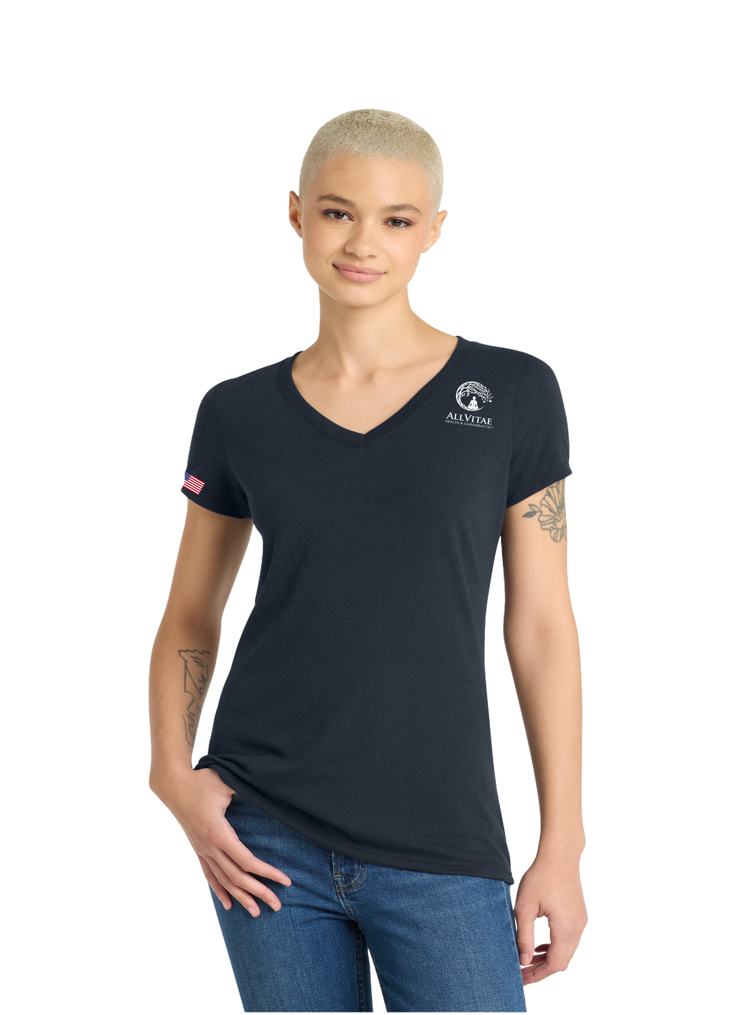 Allvitae V Neck Shorter V Neck T Shirt