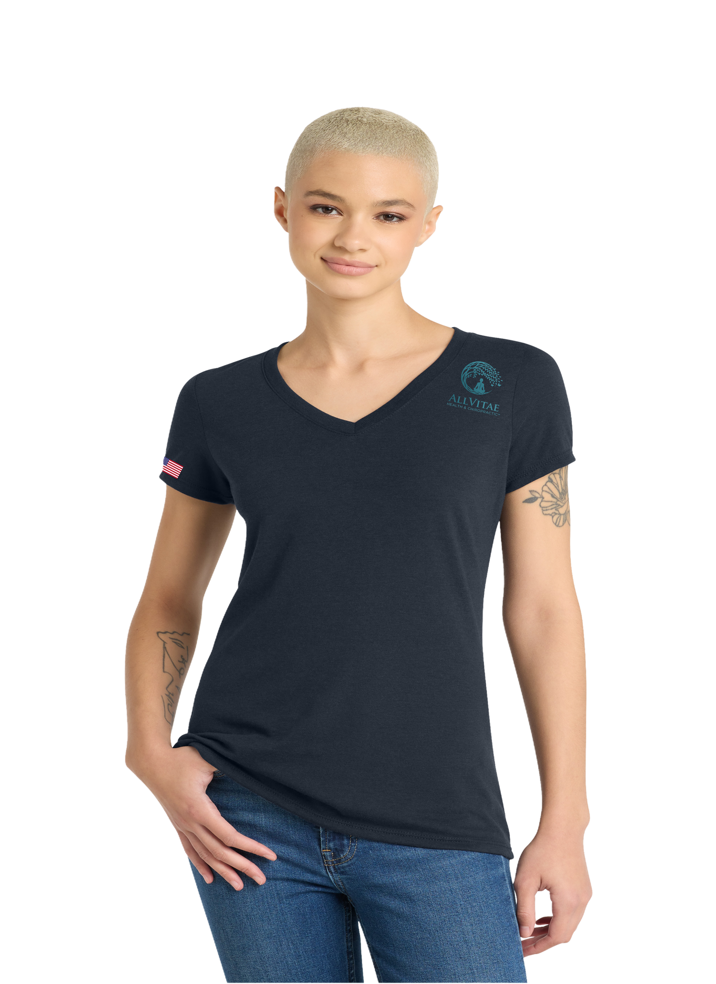 Allvitae V Neck Shorter V Neck T Shirt